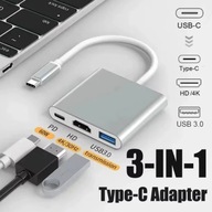 PRZEJŚCIÓWKA ADAPTER KABEL USB-C HDMI HUB 3W1 USB TYP C USB FULL HD MHL 4K