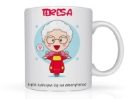 Kubek z imieniem dla emerytki pożegnanie praca na prezent