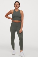 H & M leginsy zielone bezszwowe khaki legginsy sportowe wyszczuplające dry