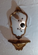 Złote Lustro z konsolka zestaw ma 80cm śliczny wyjątkowy - 60-te XXw barok