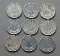 PRL 10 GROSZY 1971-1978 ZESTAW 9 SZT.