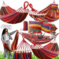 BRAZYLIJSKI HAMAK OGRODOWY , 2-OSOBOWY Z PODUSZKĄ I TORBĄ DO PRZECHOWYWANIA