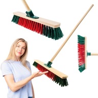 SZCZOTKA GOSPODARCZA ULICÓWKA MIOTŁA DREWNIANIA DO ZMIATANIA ZESTAW Z KIJEM