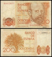 BNA - HISZPANIA 200 Peset Pesetas 1980 # seria D 1673677 # P156 # F/VF