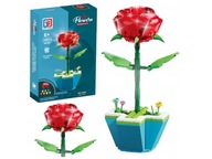 KLOCKI KONSTRUKCYJNE RÓŻA W DONICZCE PIĘKNY ZESTAW 138el LED PREZENT