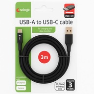 Kabel USB-A -USB-C 2.0, 3 m czarny