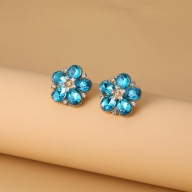 KOLCZYKI oplotki KWIAT błękit GLAMOUR WALENTYNKI SREBRNY ŚLUB VINTAGE