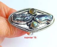 Pierścionek Biwa Perła Labradoryt R 16