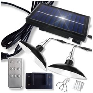 LAMPA SOLARNA 2X ŻYRANDOL LED WISZĄCA OGRODOWA ZEWNĘTRZNA PANEL + PILOT