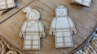 Scrapki ludzik LEGO sklejka do zdobienia, drewniane dekory do ozdabiania