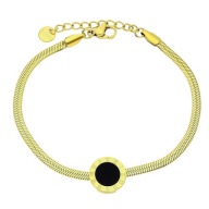 86902 Bransoletka złota stal chirurgiczna 17+3 CM 12 MM motyw zegara