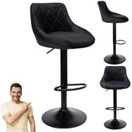 HOKER CZARNY TAPICEROWANY PIKOWANY OBROTOWY Z OPARCIEM REGULOWANY WELUR