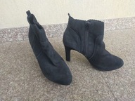 MONSOON nr 40-41 czarne botki na szpilce skóra nowe