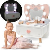 Drewniana Toaletka dziecięca LED MOTYLEK - SZCZĘŚLIWA I PIĘKNA KSIĘŻNICZKA