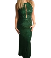 Sukienka na wesele impreze cekinowa zielona r. L
