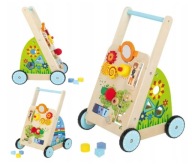 Drewniany Pchacz Chodzik Interaktywny XXL Jeździk 55 cm 10m+Prezent Zabawka