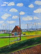 Obraz " Słoneczny dzień w porcie" Akryl na płótnie.