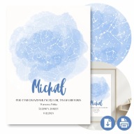 PLAKAT PERSONALIZOWANA MAPA GWIAZD NIEBA PREZENT URODZINY DZIECKA - PDF