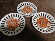 KOŁO FAJANS TALERZYKI DESEROWE AŻUROWE RĘCZNIE MALOWANE VINTAGE lata 70 PRL