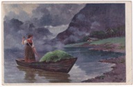 Kobieta w łodzi wiezie siano Góry chata 1924r. 235m