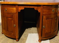 Biurko art deco , owalne, angielskie antyk pocz. XX w.