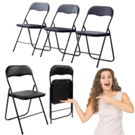 KRZESŁO OGRODOWE SKŁADANE KONFERENCYJNE METALOWE SOLIDNE WYGODNE CZARNE
