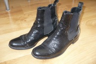 Botki skóra lakierowana r. 37, czarne mega tanio!