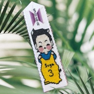 Zakładka do książki ręcznie haftowana, Rękodzieło. BTS, Suga, Korea, k-pop