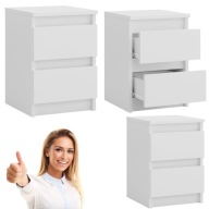 SZAFKA NOCNA BIAŁA MAŁA WĄSKA STOLIK NOCNY MAŁY DO SYPIALNI Z SZUFLADAMI