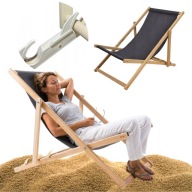 LEŻAK OGRODOWY DREWNIANY PLAŻOWY MOCNY WYGODNY SKŁADANY PRZENOŚNY OGRÓD