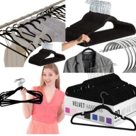 Welurowe Wieszaki na Ubrania Aksamit PREMIUM – Czarne, Zestaw 20 sztuk