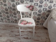 MALOWANE KRZESŁO, RÓŻE, SHABBY, PO RENOWACJI