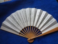 Japonia Zabytkowy składany, ręcznie malowany wachlarz – Cytaty filozoficzne