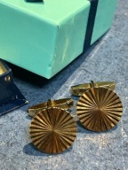 ZŁOTE SPINKI DO MANKIETÓW Z LAT 80 TYCH Z PUDEŁKIEM