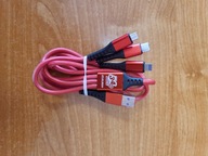 Kabel trójdzielny USB typu C, B i iPhone z logotypem 34. Finału WOŚP