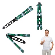 NÓŻ MOTYLKOWY SKŁADANY GŁADKIE OSTRZE TRENINGOWY ALUMINIOWA RĘKOJEŚĆ BSH