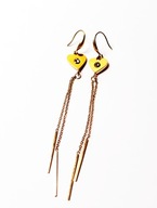 Kolczyki Złote Serca Serduszka Cyrkonie Łańcuszki Długie Stal Chirurgiczna