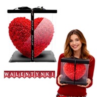 CZERWONE SERCE Z RÓŻ W PUDEŁKU WALENTYNKI PREZENT DLA NIEJ DLA NIEGO