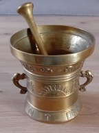 KOLEKCJONERSKI MOŹDZIERZ MOSIĘŻNY Z TŁUCZKIEM