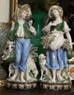 UNIKAT OKAZAŁA PARA DUŻYCH NUMEROWANYCH FIGUR PORCELANOWYCH 37CM