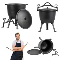 KOCIOŁEK ŻELIWNY GARNEK MYŚLIWSKI WĘGIERSKI PIECZONKI 10L NA OGNISKO GRILL