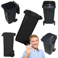 KOSZ NA ŚMIECI DUŻY 120L POJEMNIK KUBEŁ CZARNY GRAFITOWY NA ODPADY MOCNY