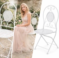 2XKRZESŁO OGRODOWE METALOWE DISNEY METALOPLASTYKA RETRO BIAŁE PROWANSALSKIE