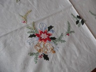 Obrus z haftem maszynowym na boże narodzenie