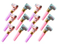 GWIZDKI ROZWIJANE TRĄBKI JEDNOROŻCE 12 SZT. URODZINOWE IMPREZOWE