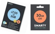 Smarty UK +44 Starter England Prepaid SIM Card