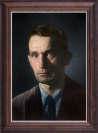 Obraz Sergiusz Piasecki portret w drewnianej ramie ze szkłem