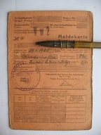 GENERALNA GUBERNIA KRAKÓW KARTA MELDUNKOWA 1942/44