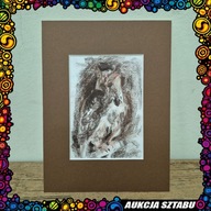 61 RYSUNEK WĘGLEM "SOWA" W PASSE-PARTOUT