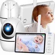 NIANIA ELEKTRONICZNA Z KAMERĄ OBROTOWA BABY MONITOR WYŚWIETLACZ LCD 5" HD